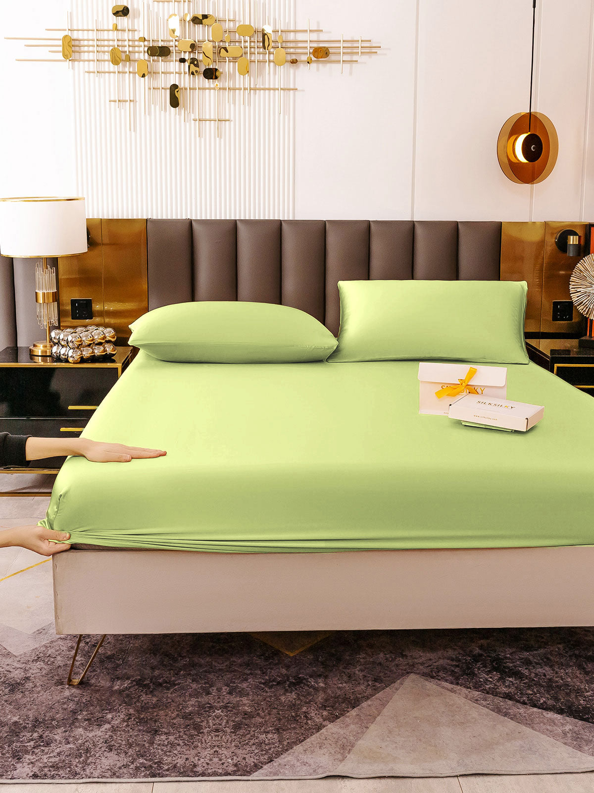 [Vert Menthe] SilkSilky-FR 19Momme Pure Soie Bedding Set 006