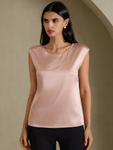 [Toscane] SilkSilky-FR Cap Sleeve Round Neck Femme T-Shirt 001