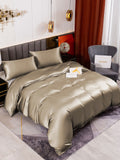 SilkSilky FR 19Momme Pure Soie Bedding Set Kaki 003