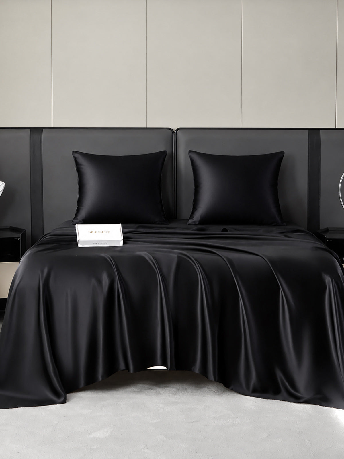 [Noir] SilkSilky-FR Parure de Lit Soie 001