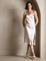 [Beige] SilkSilky-FR Fines Brides Encolure Dégagée Robes 001