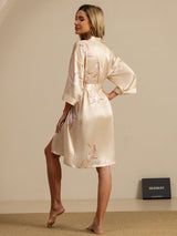 [Champagne] SilkSilky-FR 3/4 Sleeve Femme Peignoir 002