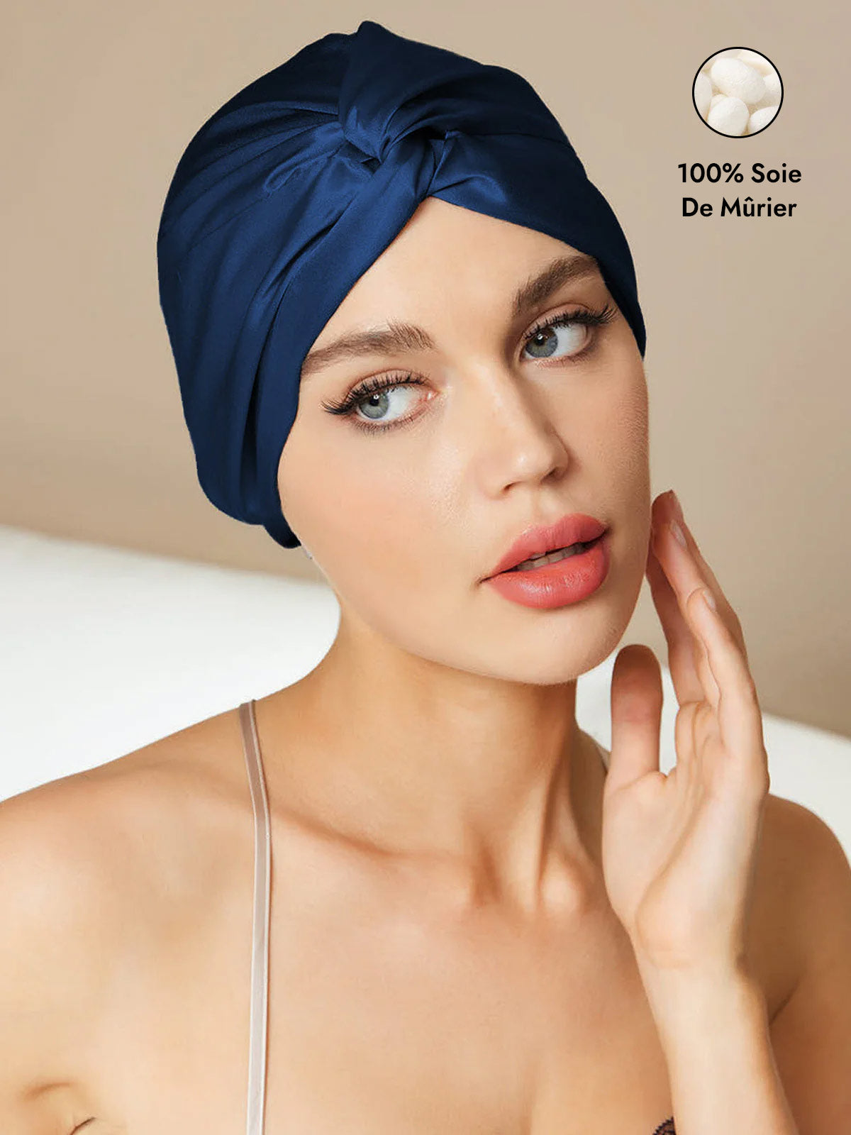 [Bleu Foncé] SilkSilky-FR Bonnets de Nuit 001