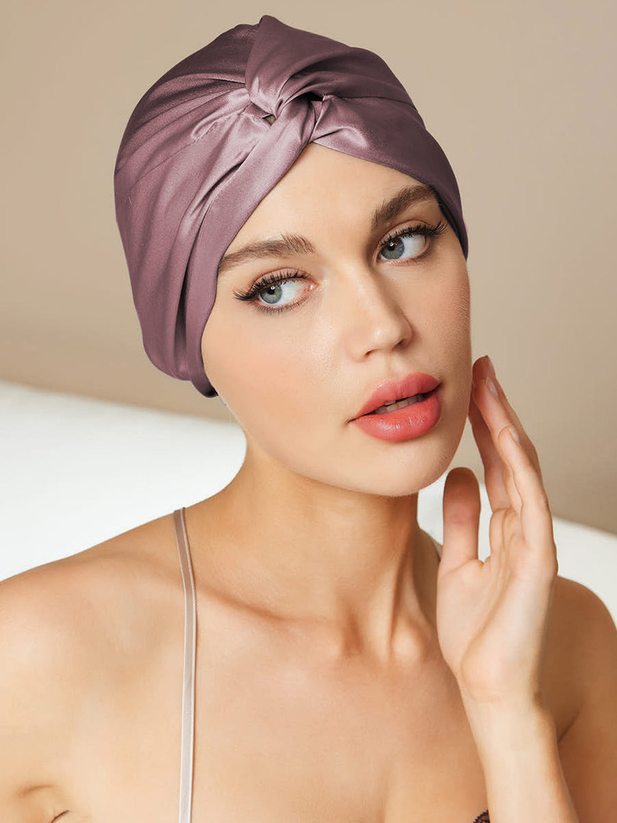 [Mauve Pâle] SilkSilky-FR Bonnets de Nuit 001