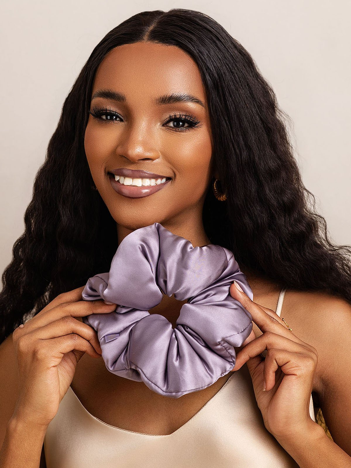 [Violet Foncé] SilkSilky-FR Soie Scrunchie 004