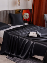 [Noir] SilkSilky-FR Parure de Lit Soie 004