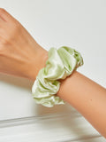 SilkSilky FR 19Momme Pure Soie Scrunchie Vert 005