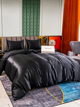 [Noir] SilkSilky-FR Parure de Lit Soie 002