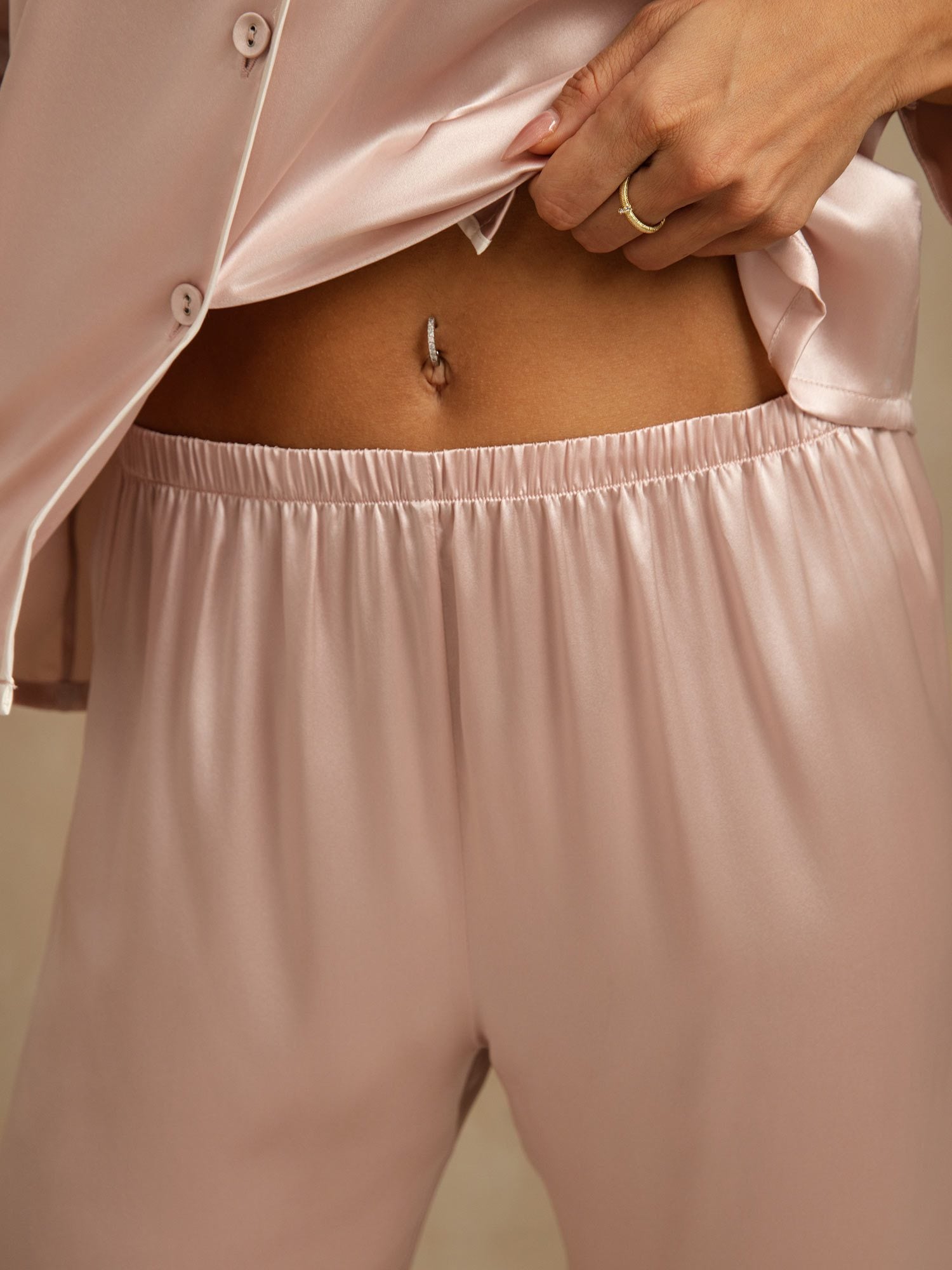 [Rose] SilkSilky-FR Soie Col Chemise Femme Pyjamas 005
