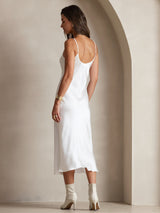[Blanc] SilkSilky-FR Sleeveless V Neck Robes 002