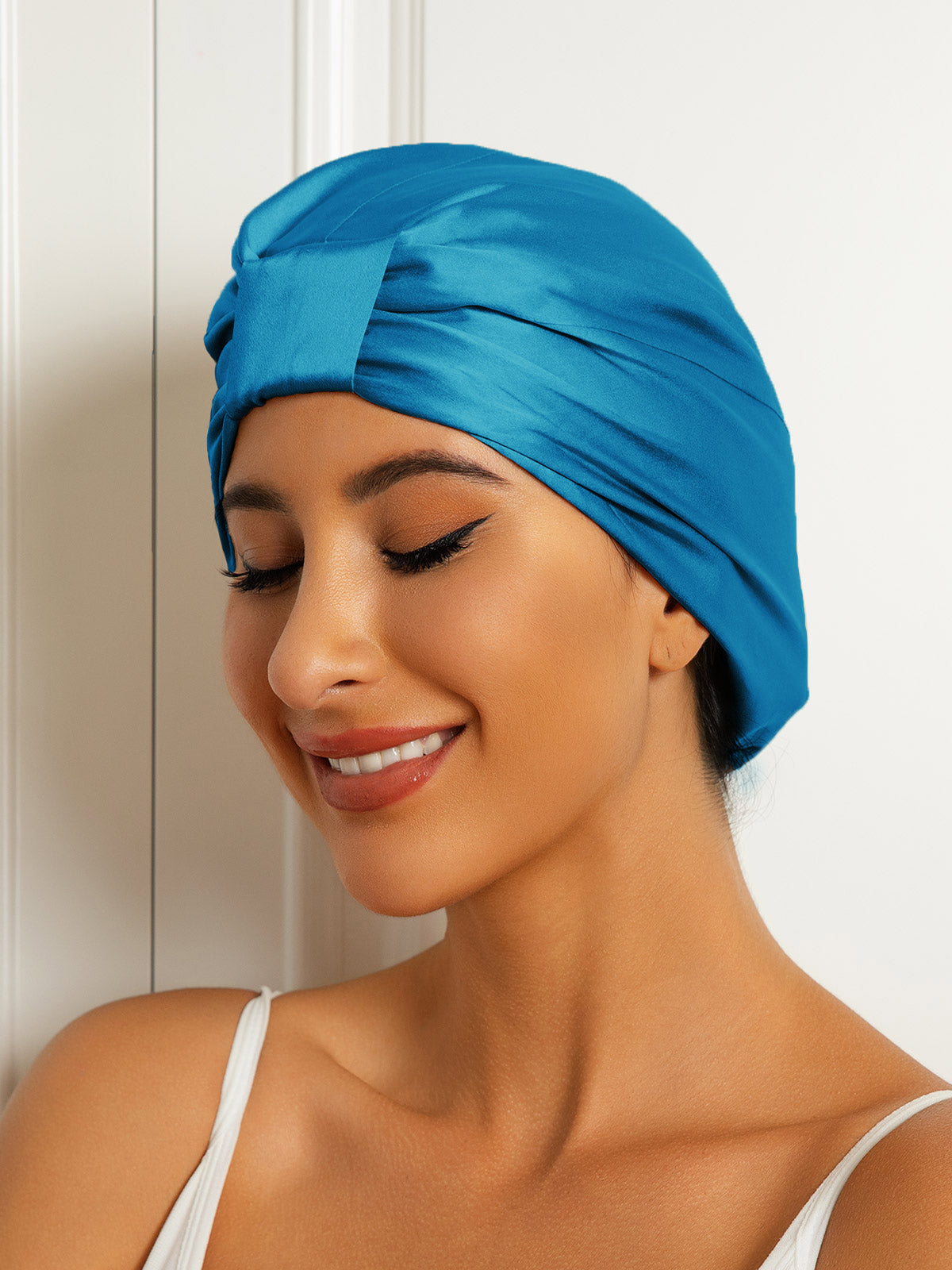 SilkSilky-FR Pure Soie Sleep Cap BleuRoyal 002