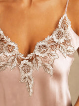 [Rose] SilkSilky-FR Sleeveless V Neck Chemises de nuit 004