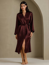 [Brun] SilkSilky-FR Long Sleeve Femme Peignoir 001