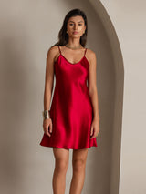 [Rouge Vineux] SilkSilky-FR Sleeveless V Neck Robes 004