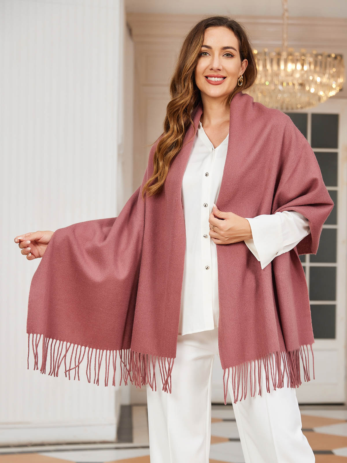 [Mauve Pâle] SilkSilky-FR Laine Scarf 001