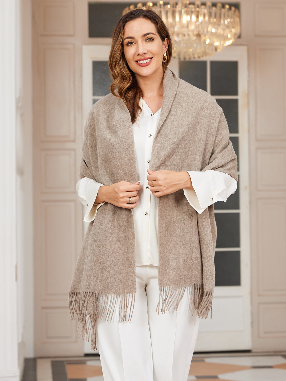 [Kaki Foncé] SilkSilky-FR Laine Scarf 001