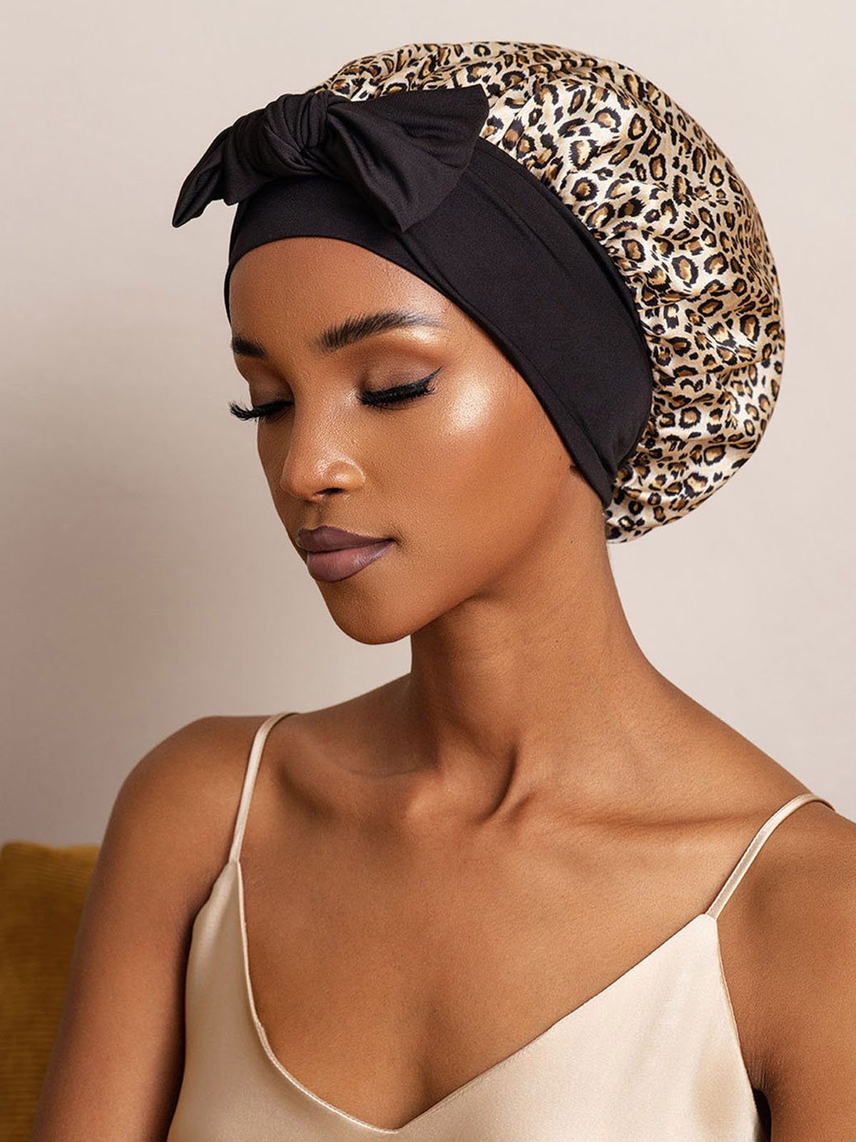 SilkSilky-FR Soie Sleep Cap Leopard 002