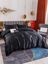[Noir] SilkSilky-FR 19Momme Parure de Lit Soie 005