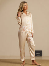 [Champagne] SilkSilky-FR Long Sleeve Lapel Collar Femme Pyjamas 005
