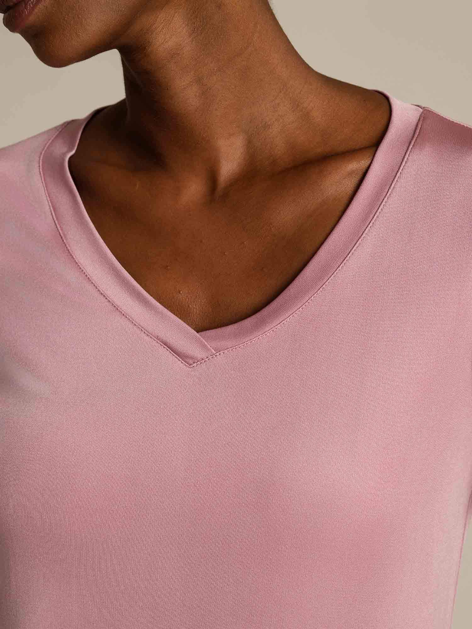 [MauvePâle] SilkSilky-FR Soie Womens T-Shirt 004