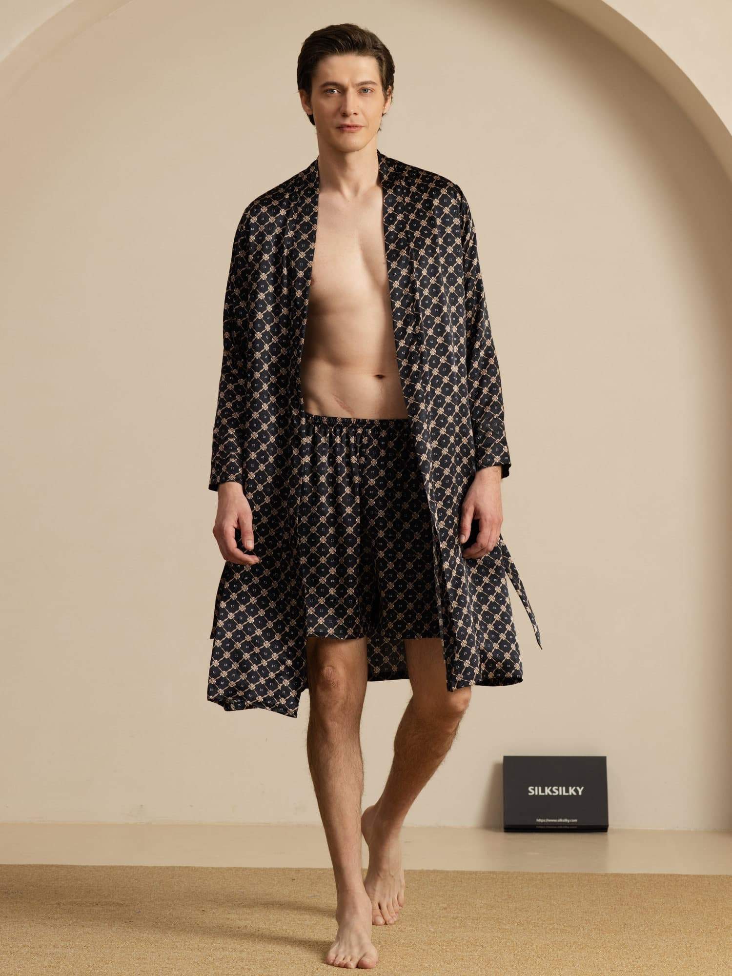 [Chaîne Noire] SilkSilky-FR Long Sleeve Homme Pyjamas 001