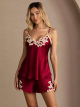 [Rouge Vineux] SilkSilky-FR Sleeveless V Neck Ensemble Camisole 001