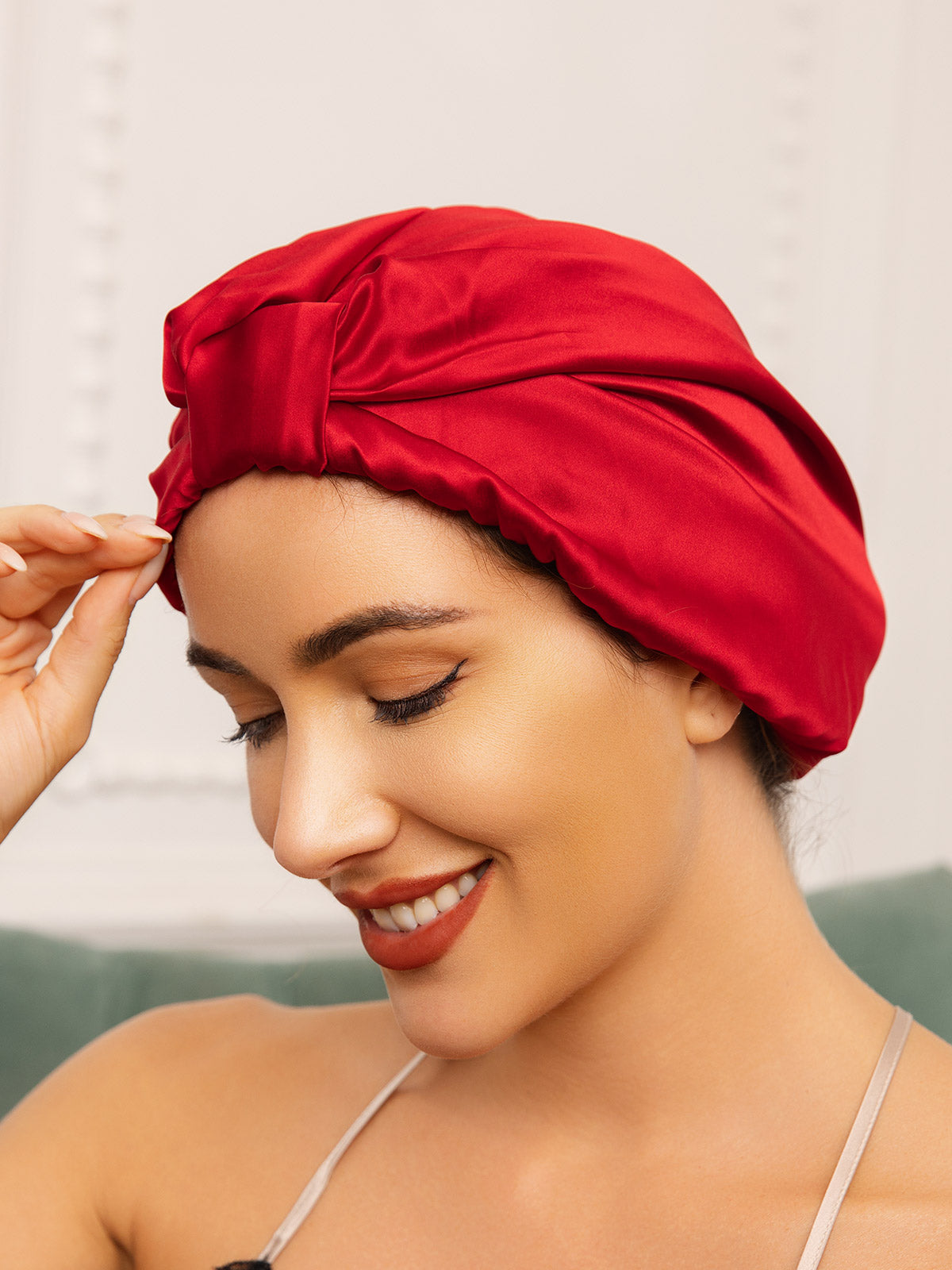[Rouge Vineux] SilkSilky-FR Pure Soie Sleep Cap 001