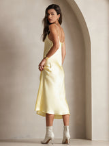 [Jaune Clair] SilkSilky-FR Sleeveless V Neck Chemises de nuit 002