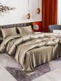 SilkSilky FR 19Momme Pure Soie Bedding Set Kaki 003