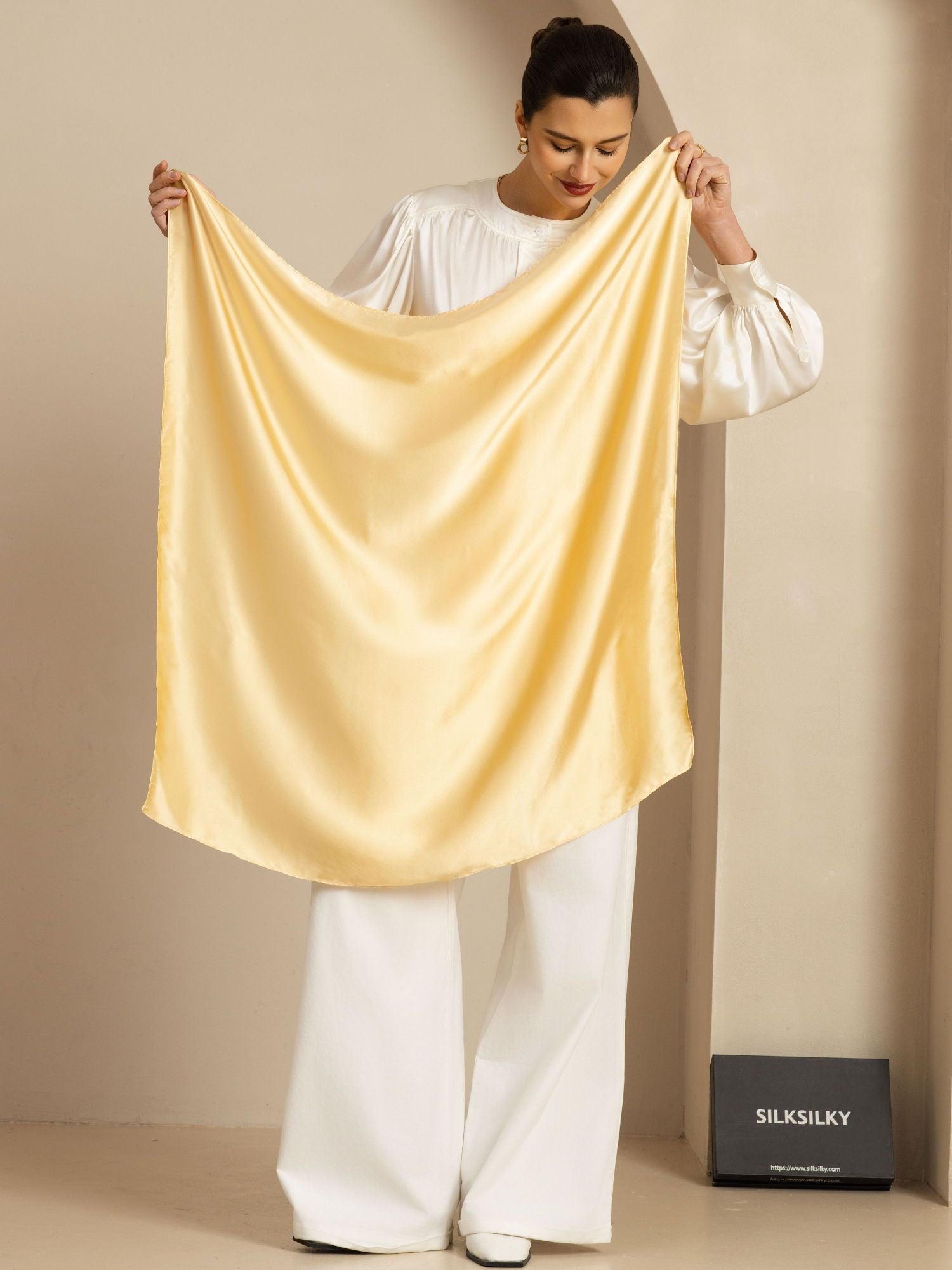 [Champagne] SilkSilky-FR Soie Scarf 001