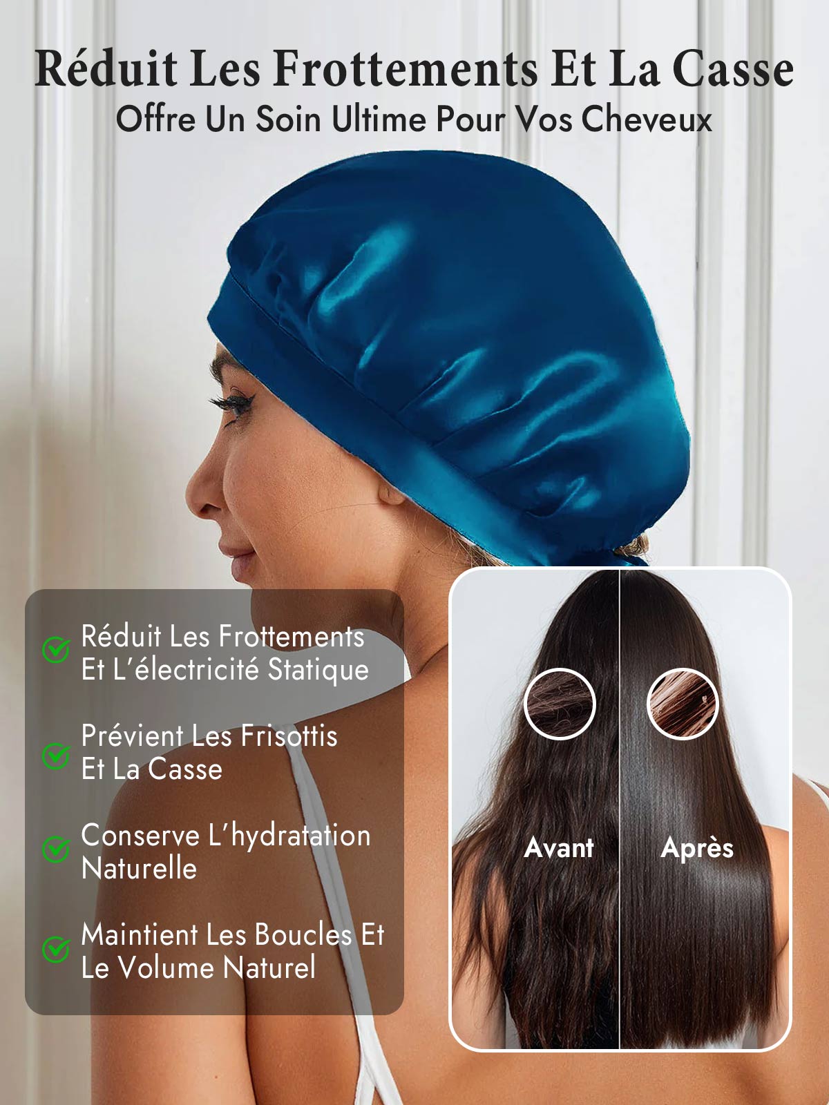 [Bleu Royal] SilkSilky-FR Bonnets de Nuit 004