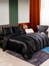 [Noir] SilkSilky-FR Parure de Lit Soie 002