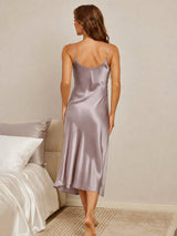 [Gris Ombre] SilkSilky-FR Sleeveless V Neck Robes 002