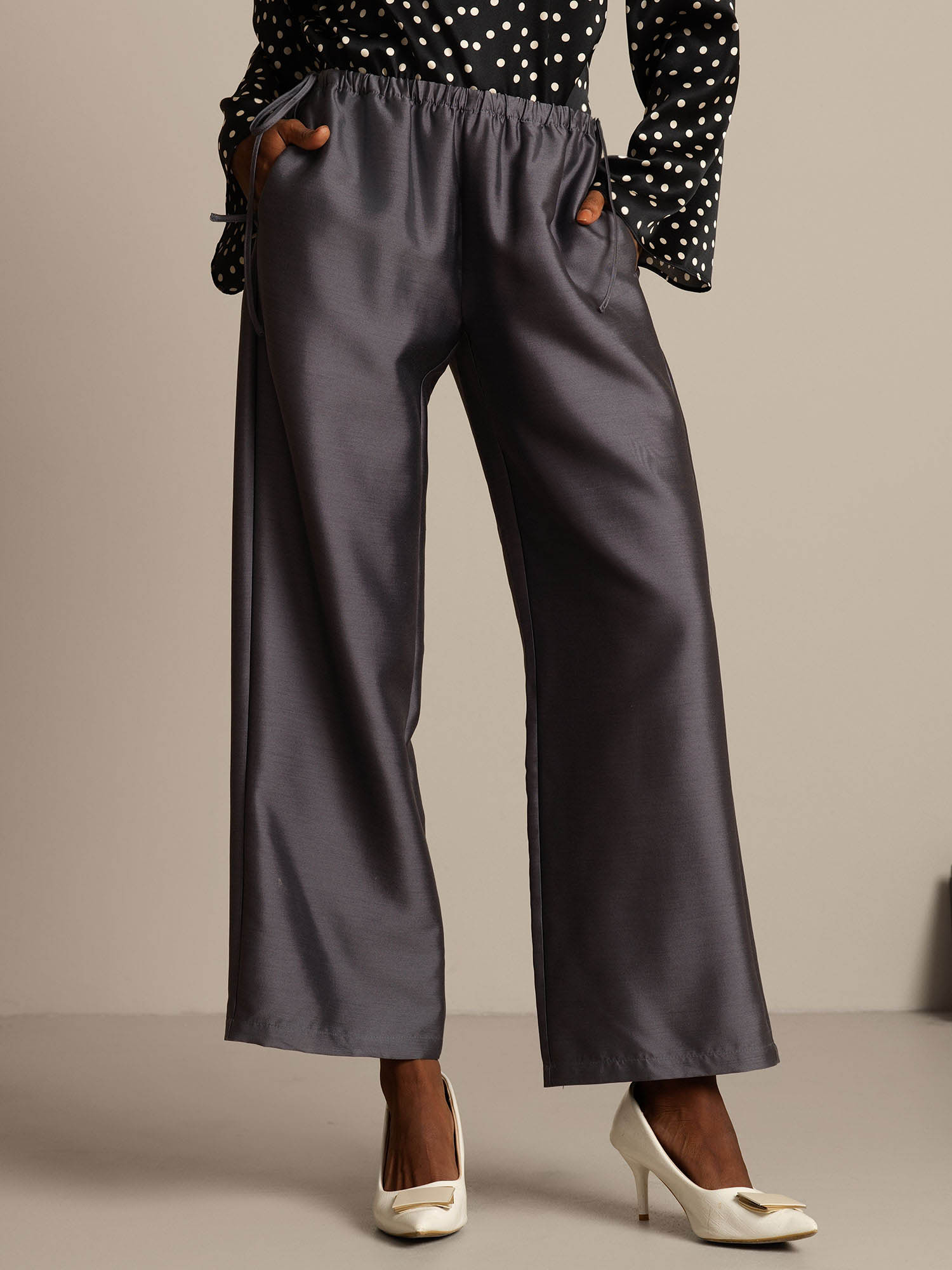 [Gris] SilkSilky-FR 32Momme Soie Womens Pants 001,