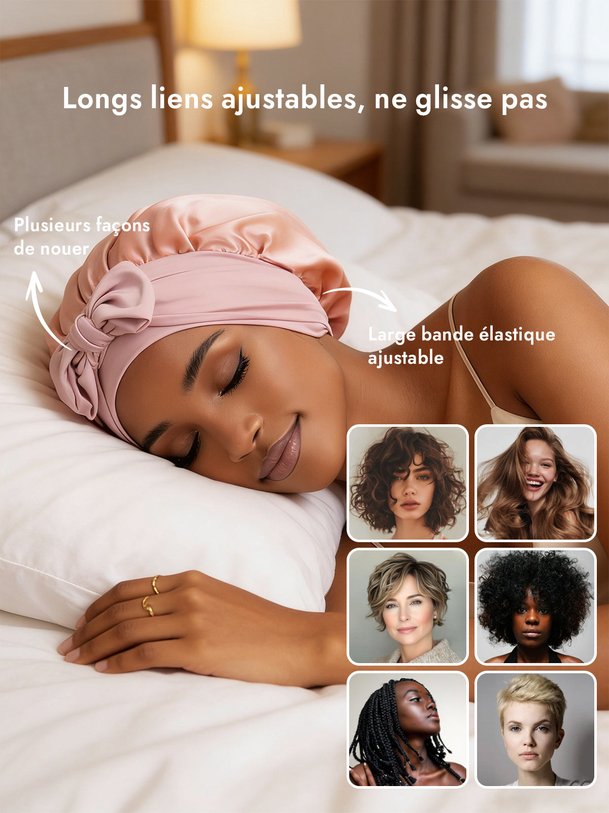 [Rose] SilkSilky-FR Soie Sleep Cap 004