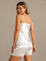 [Blanc] SilkSilky-FR Sleeveless V Neck Ensemble Camisole 002