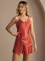 [Ginkgo Bordeaux] SilkSilky-FR Sleeveless V Neck Ensemble Camisole 001