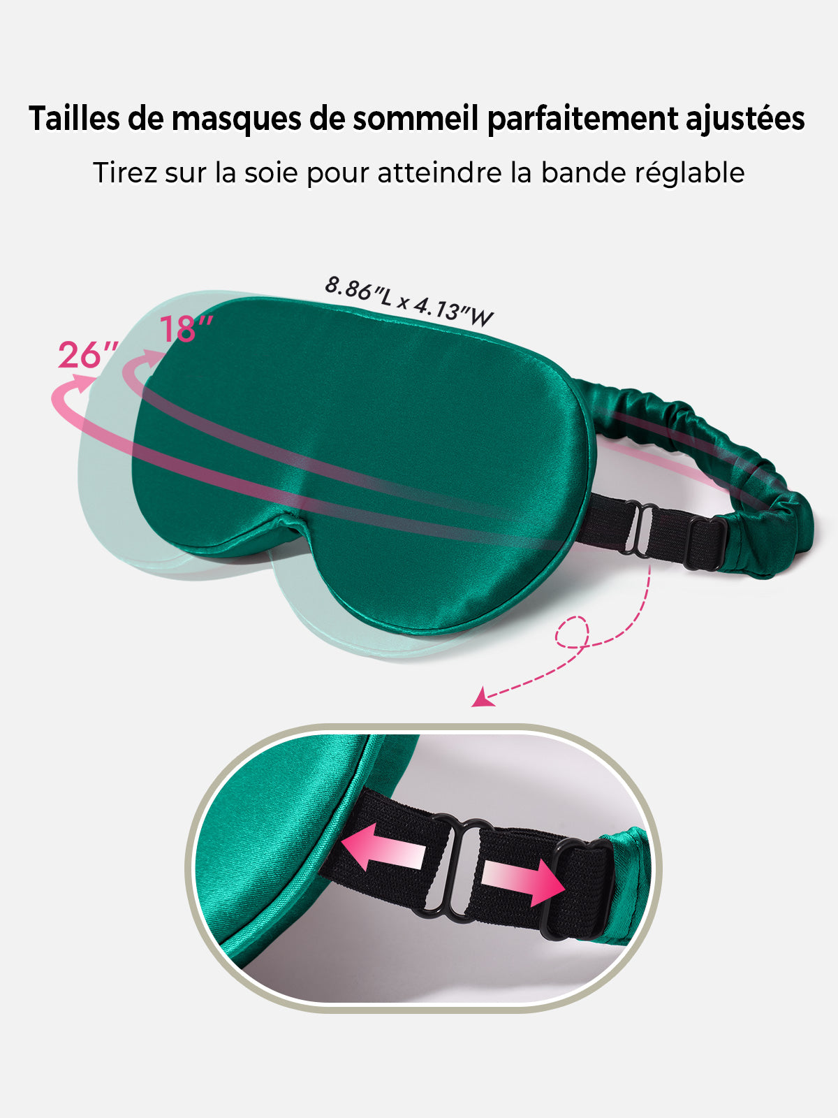 [Vert Foncé] SilkSilky-FR Soie Eye Mask 004