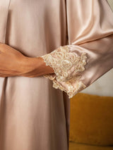 [Rose] SilkSilky-FR 3/4 Sleeve V Neck Peignoir&Robe de Chambre 005