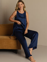 [Bleu Foncé] SilkSilky-FR Sleeveless Femme Pyjamas 008