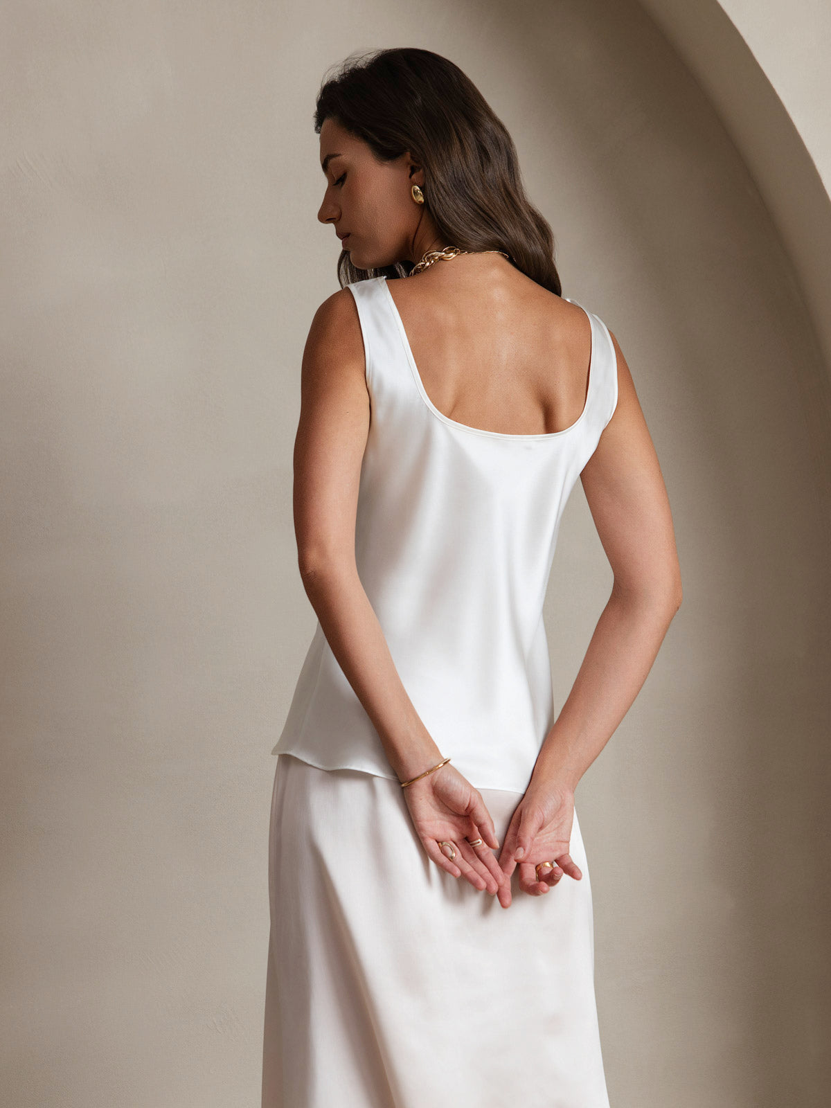 [Blanc] SilkSilky-FR Sleeveless Top À Fines Brides 002