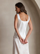 [Blanc] SilkSilky-FR Sleeveless Top À Fines Brides 002