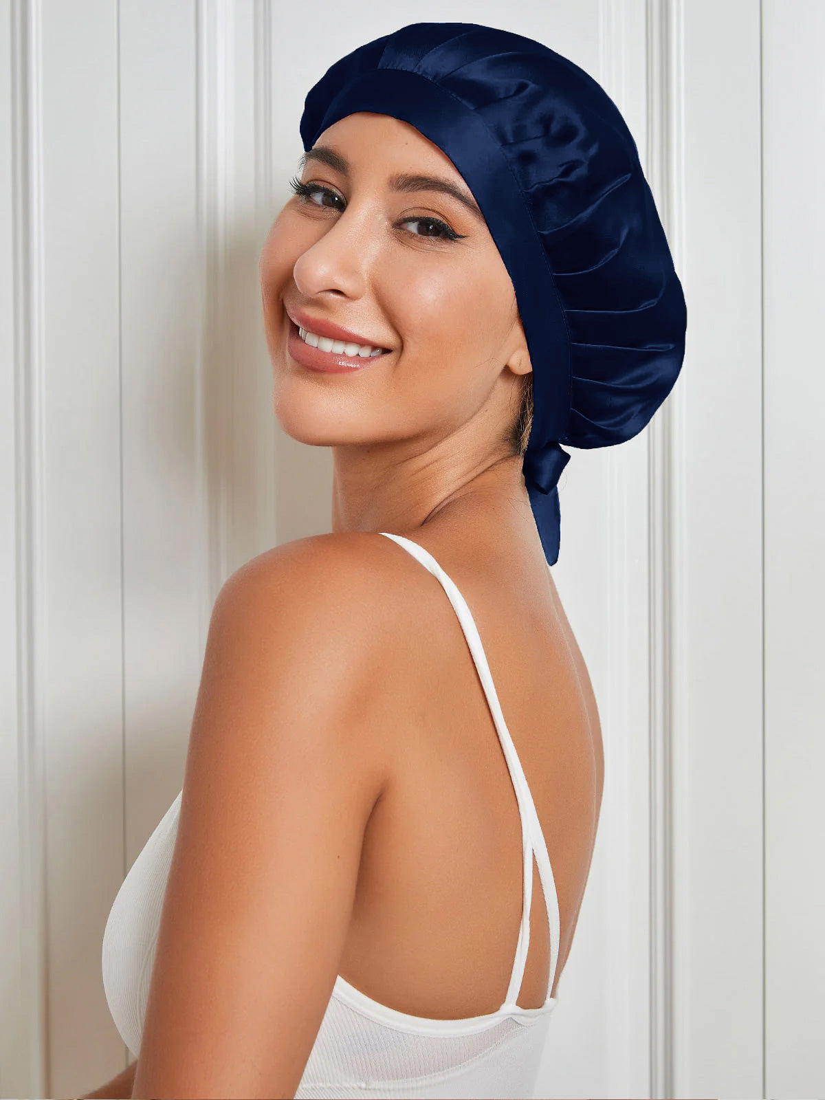 SilkSilky-FR Pure Soie Sleep Cap BleuFoncé 004