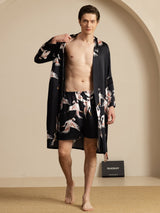 [Noir] SilkSilky-FR 19Momme Long Sleeve Mens Pajamas 003