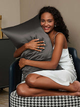 [Gris Foncé] SilkSilky-FR 19Momme Taies d'Oreiller 002