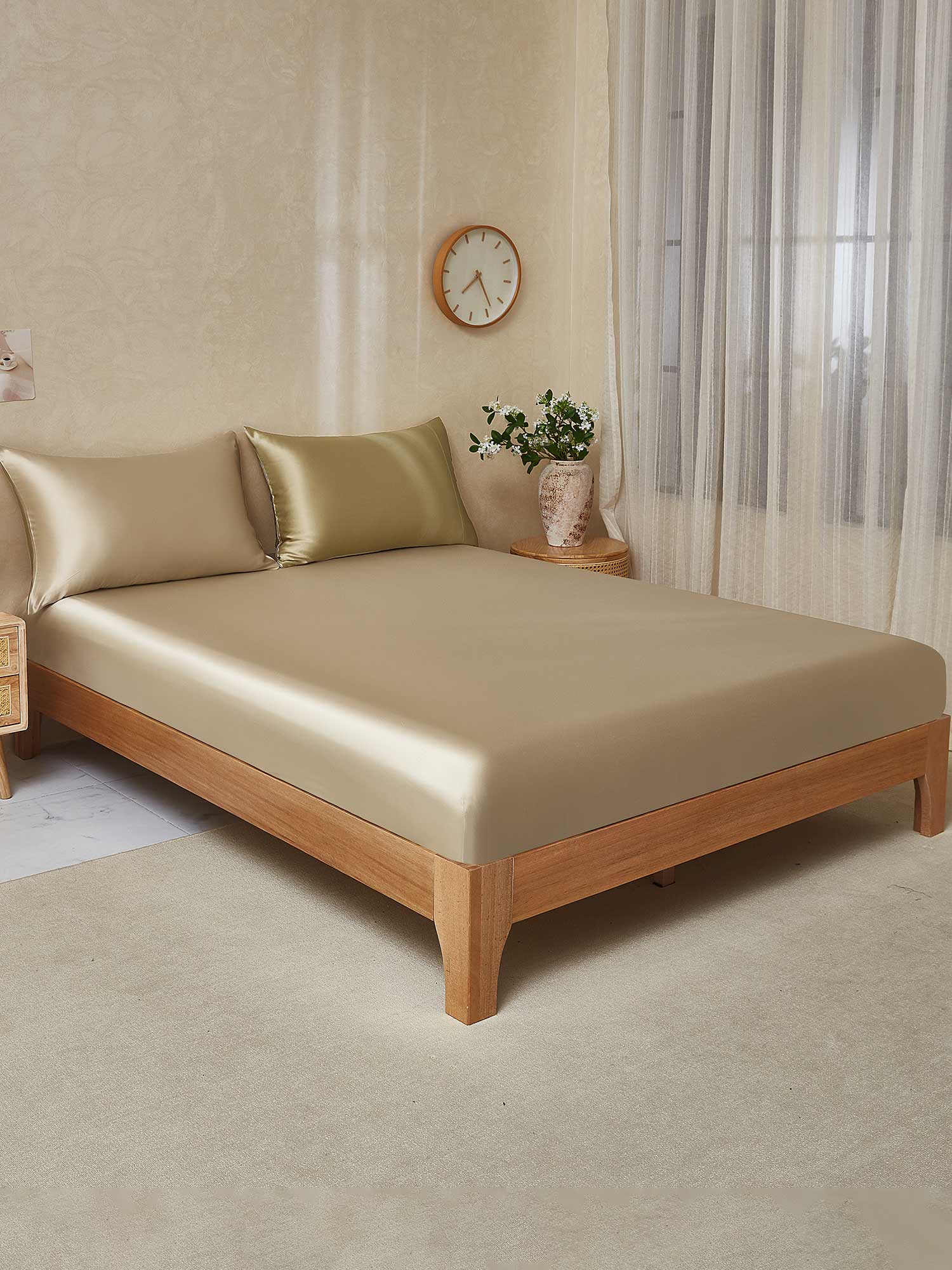 [Beige+Kaki] SilkSilky-FR 22Momme Pure Soie Bedding Set 001,