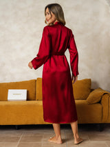 [Rouge Vineux] SilkSilky-FR Long Sleeve Femme Peignoir 002