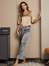 [Multi] SilkSilky-FR Half Sleeve Round Neck Femme Pyjamas 003