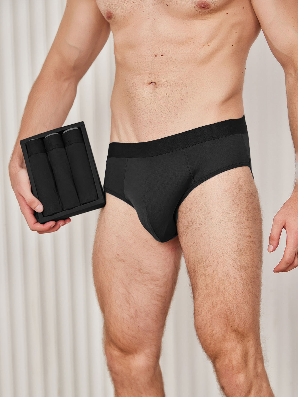[Noir] SilkSilky-FR Pure Soie Mens Underwear 003