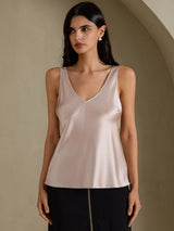 [Gris Ombre] SilkSilky-FR Sleeveless V Neck Top À Fines Brides 001